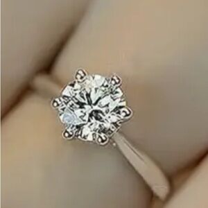 3 carat moissanite Silver Solitaire Ring with gra sz 6